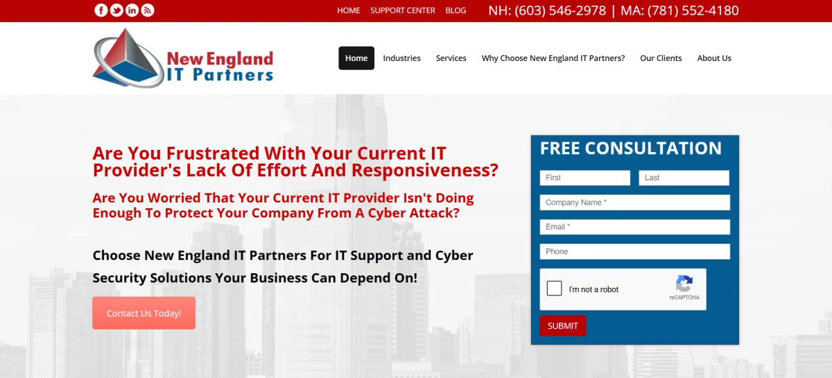 New England IT Partners banking and financial services IT support southern NH homepage