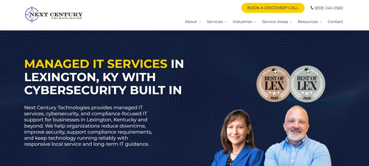 Next Century Technologies managed IT services Lexington Kentucky homepage