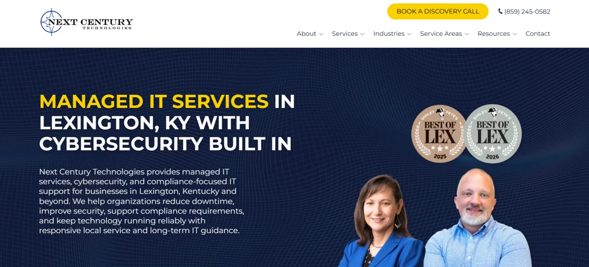 Next Century Technologies managed IT services Lexington Kentucky homepage