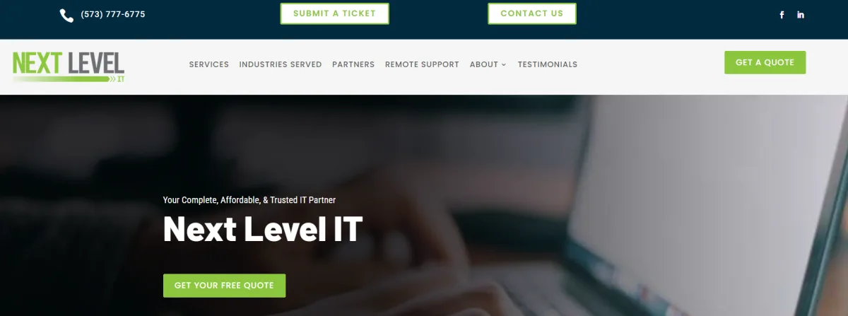 Next Level IT homepage