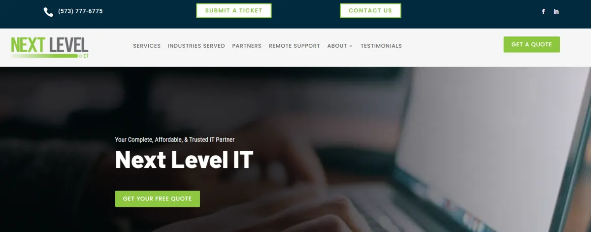 Next Level IT Columbia Missouri managed IT homepage