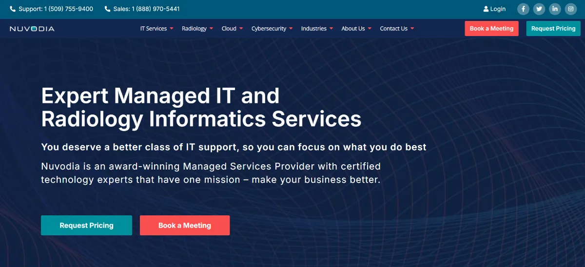 Nuvodia government contractor IT and CMMC compliance services Spokane homepage