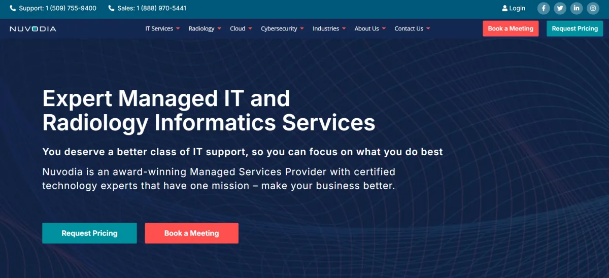 Nuvodia homepage healthcare IT and radiology informatics Spokane Valley