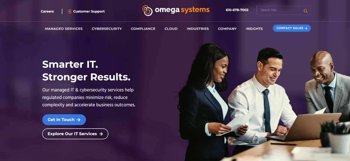 Omega Systems financial services IT and SEC compliance managed services homepage
