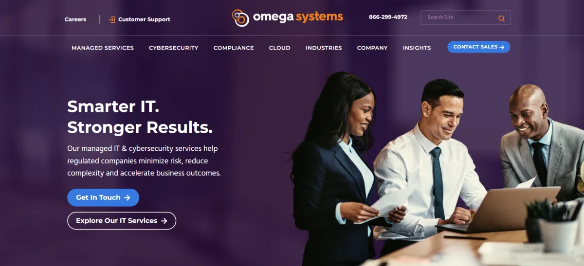 Omega Systems managed IT and cybersecurity for manufacturers Trenton NJ homepage