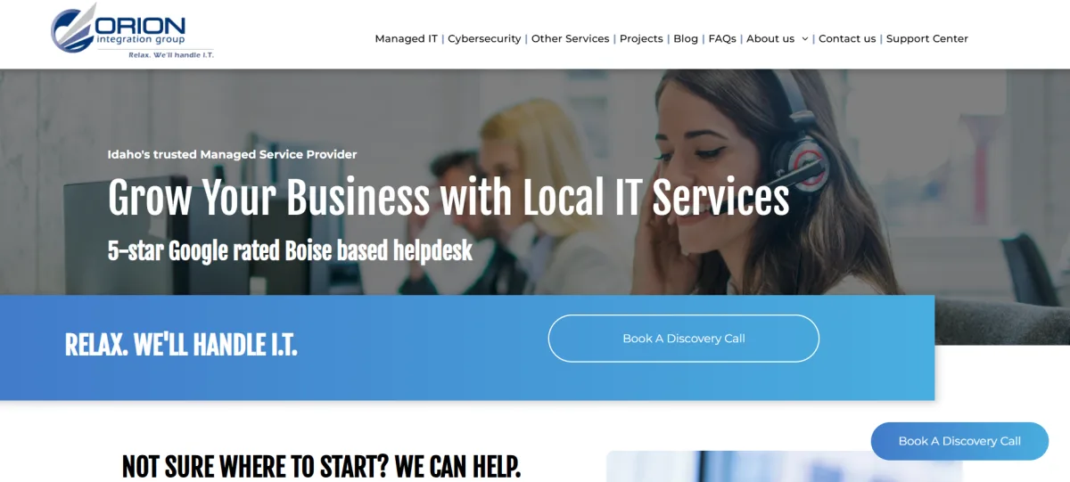 Orion Integration Group managed IT services Boise Idaho homepage