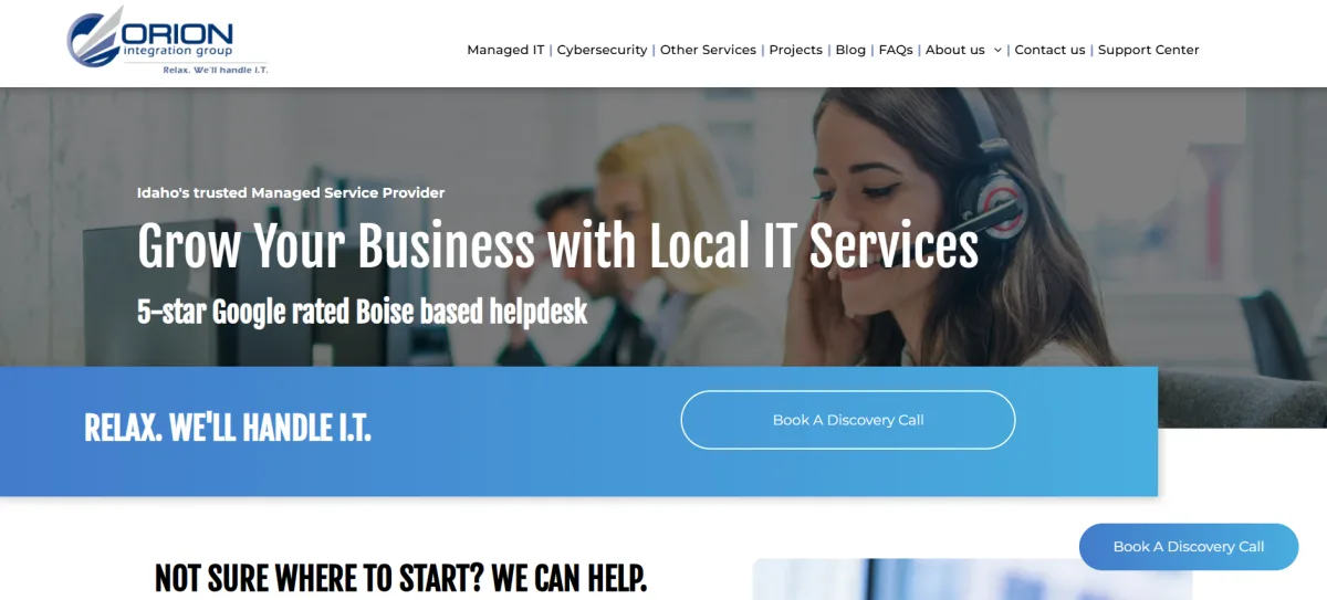 Orion Integration Group Boise Treasure Valley managed IT homepage