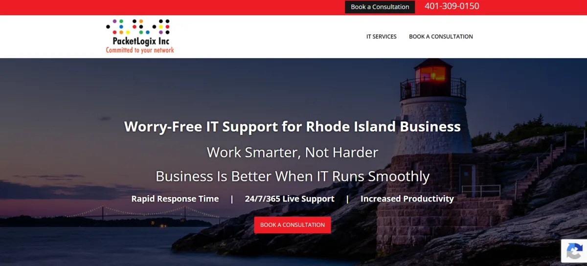 PacketLogix worry-free IT support for Rhode Island business homepage, Warren RI managed service provider