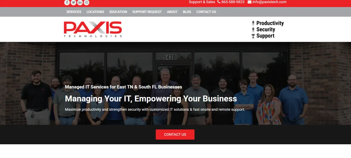 PAXIS Technologies managed IT and cloud services Knoxville TN homepage
