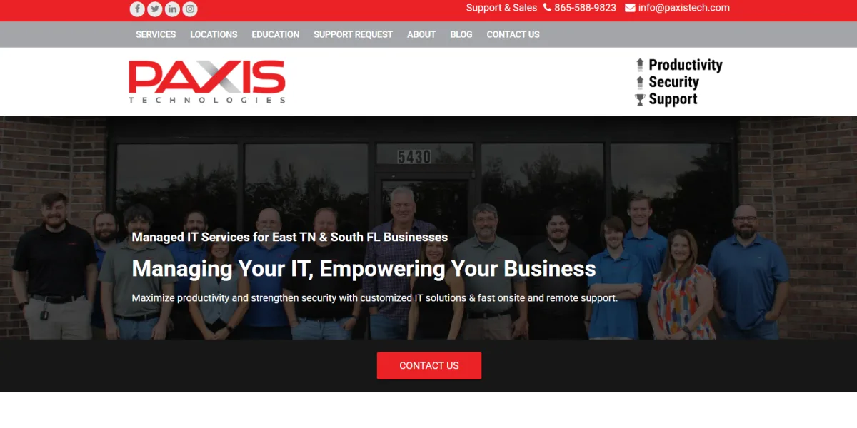Paxis Technologies homepage managed IT for healthcare Knoxville, TN