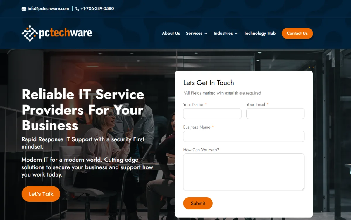 PC Techware Augusta Georgia law firm IT services homepage