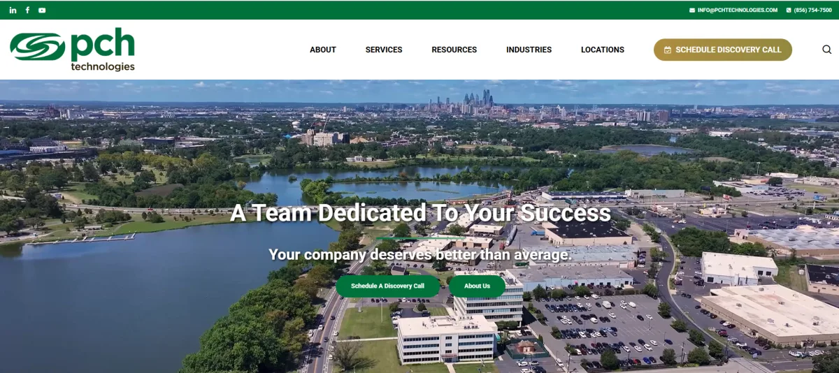 PCH Technologies managed IT services homepage based in Sewell NJ serving South Jersey professional services firms