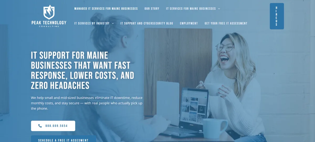 Peak Technology Consulting IT support for Maine businesses homepage