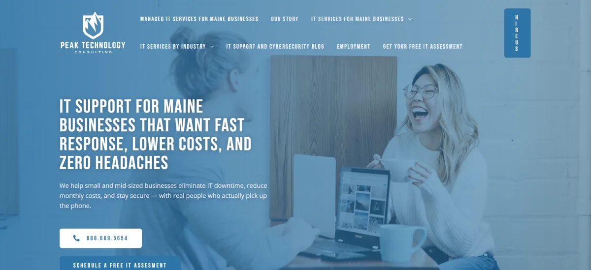 Peak Technology Consulting Westbrook Maine managed IT homepage