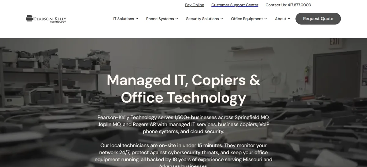 Pearson-Kelly Technology managed IT and office technology Springfield Missouri homepage
