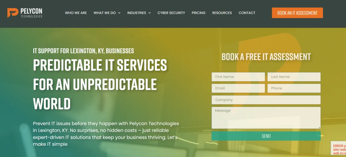 Pelycon Technologies IT support for Lexington Kentucky businesses homepage