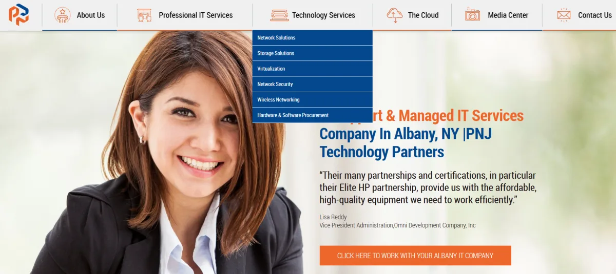 PNJ Technology Partners IT support Albany NY homepage