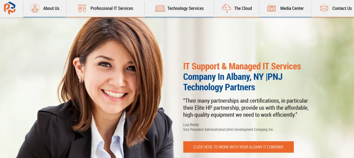 PNJ Technology Partners managed IT support Albany New York homepage