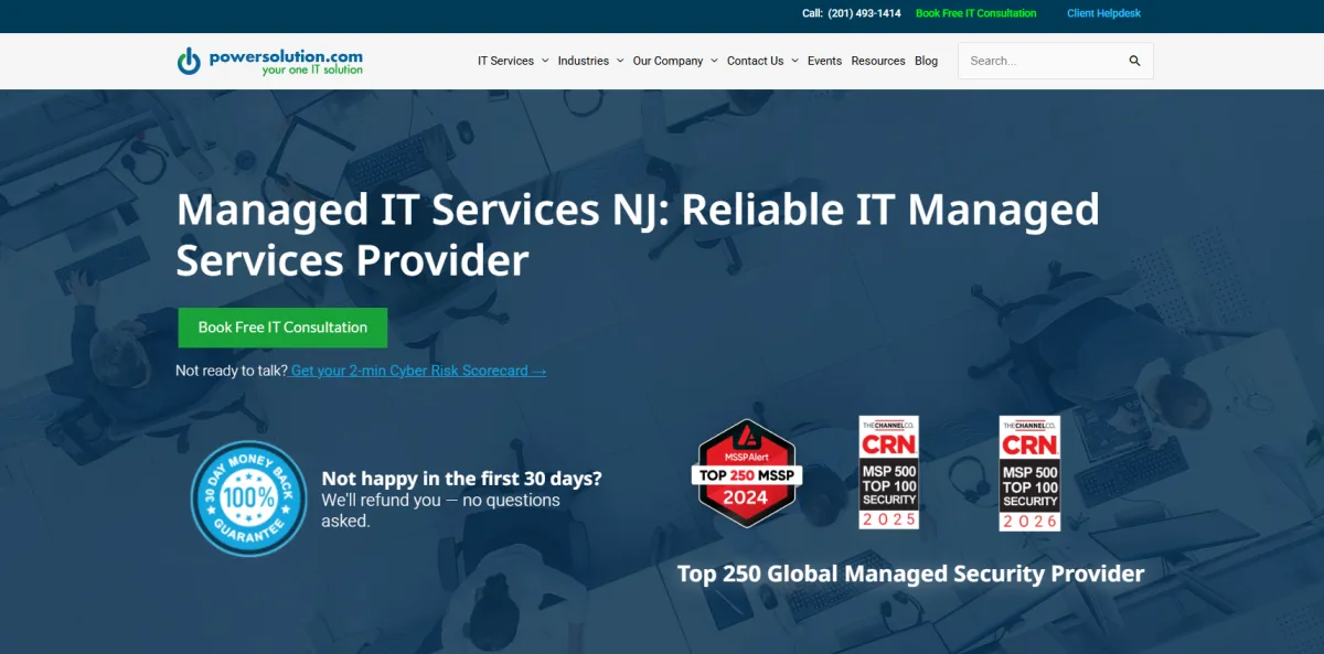 powersolution.com managed IT services for manufacturing New Jersey homepage