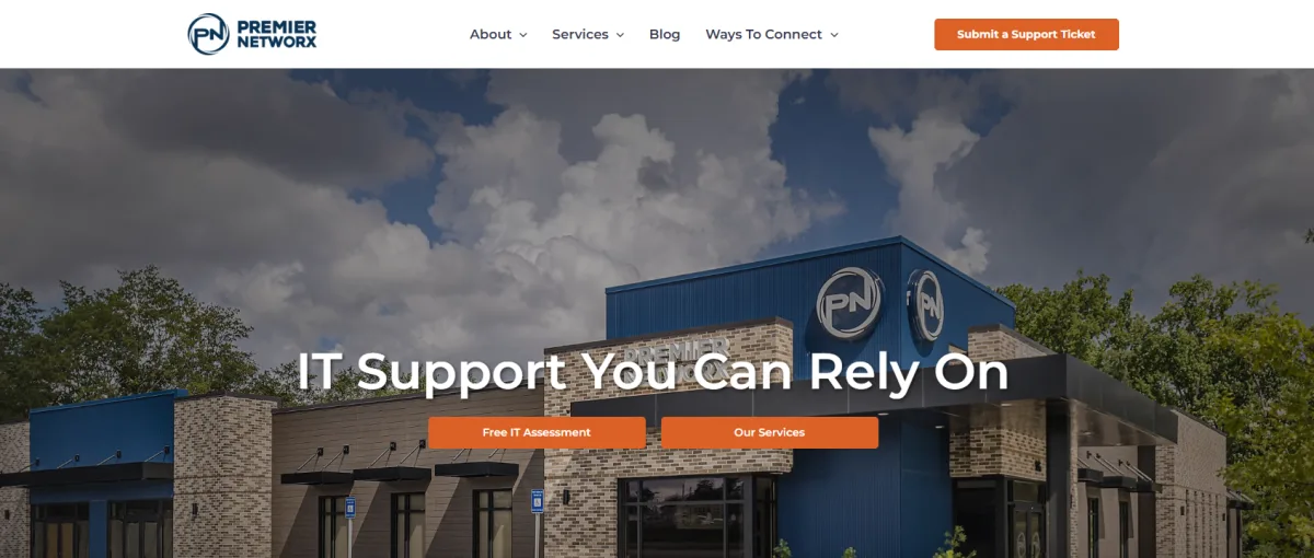 Premier Networx IT support homepage