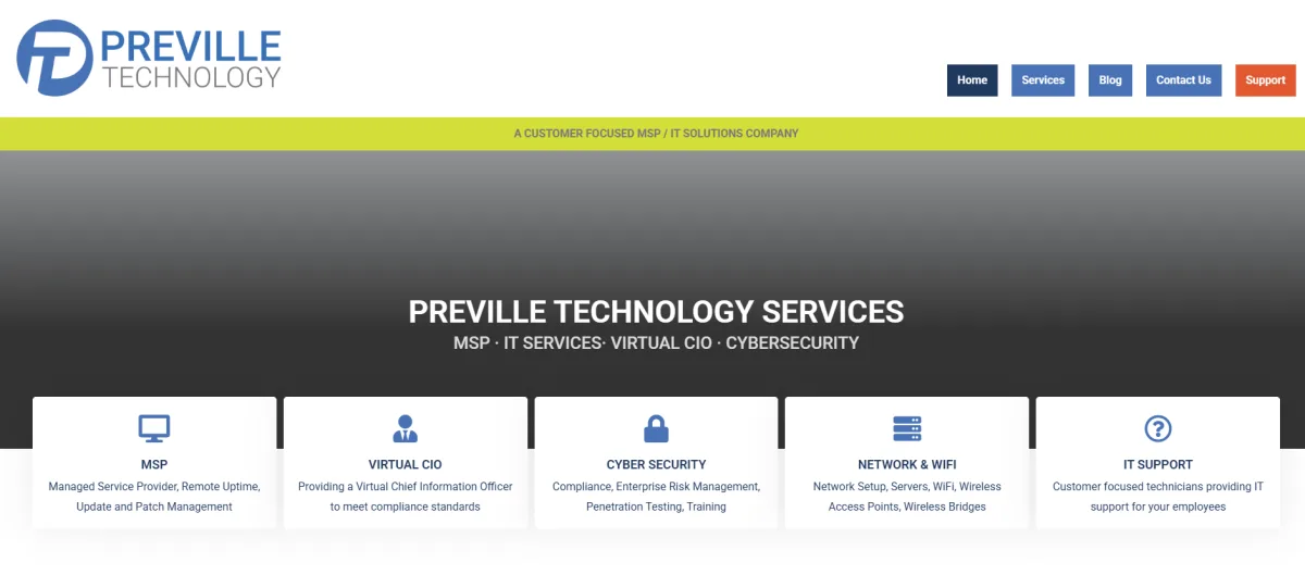 Preville Technology Services Latham NY local government managed IT homepage
