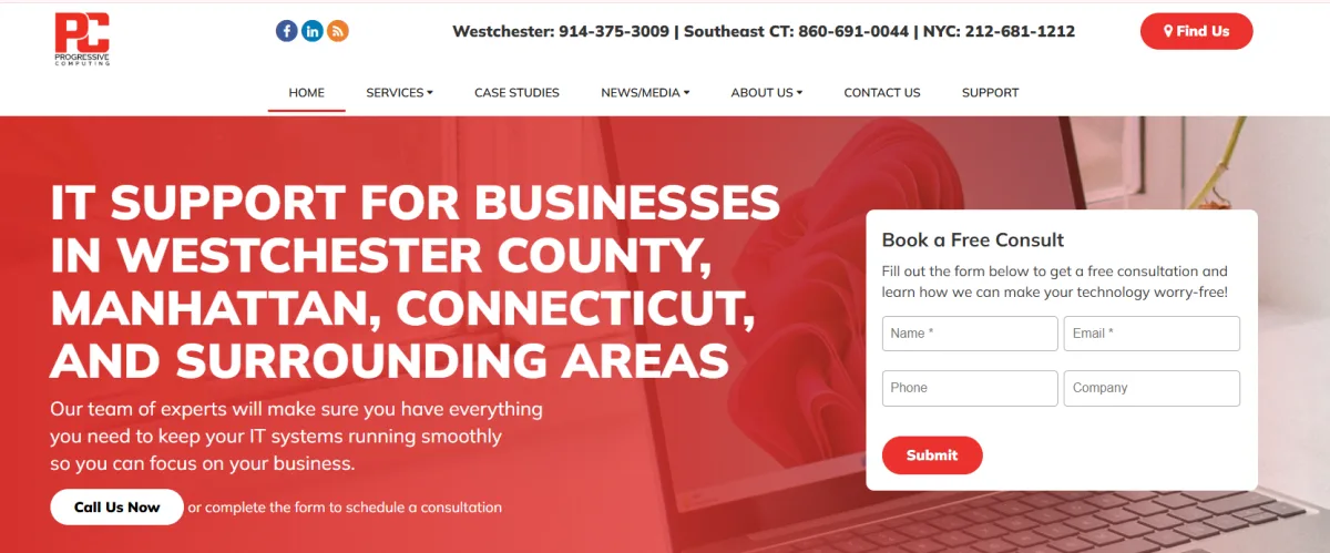 Progressive Computing IT support homepage Yonkers Westchester County NY
