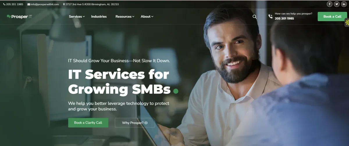 Prosper IT managed services for Birmingham professional firms — homepage