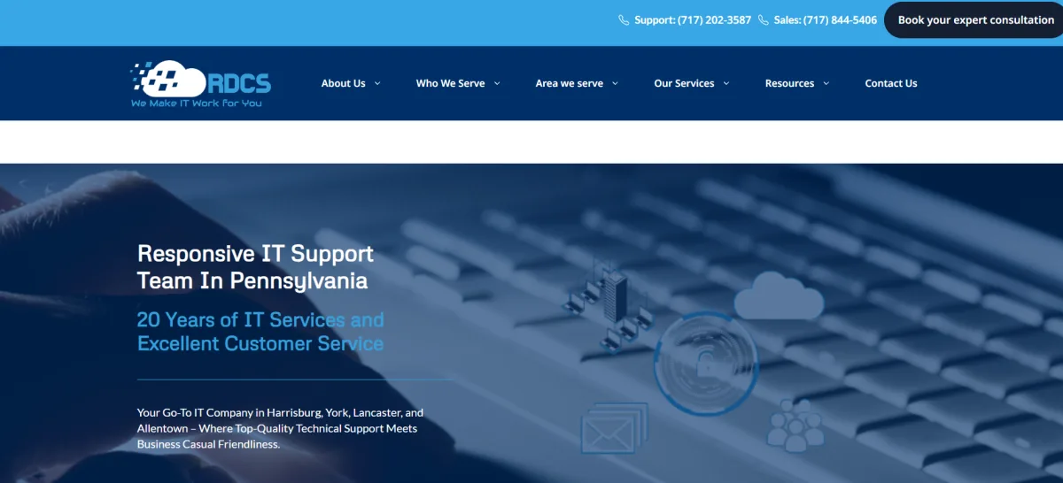 RDCS Tech managed IT services Allentown Pennsylvania homepage