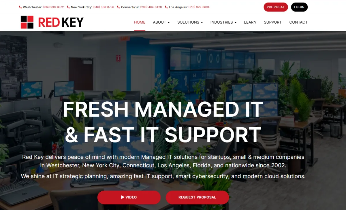 Red Key Solutions managed IT and cybersecurity homepage White Plains Westchester County NY