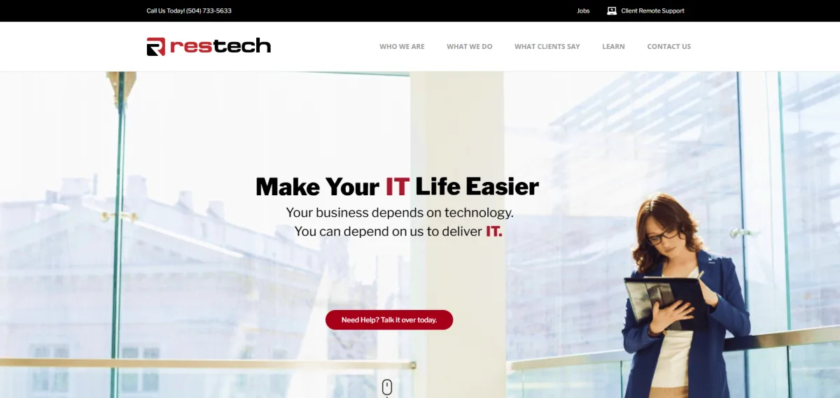 Restech IT support Metairie Louisiana homepage