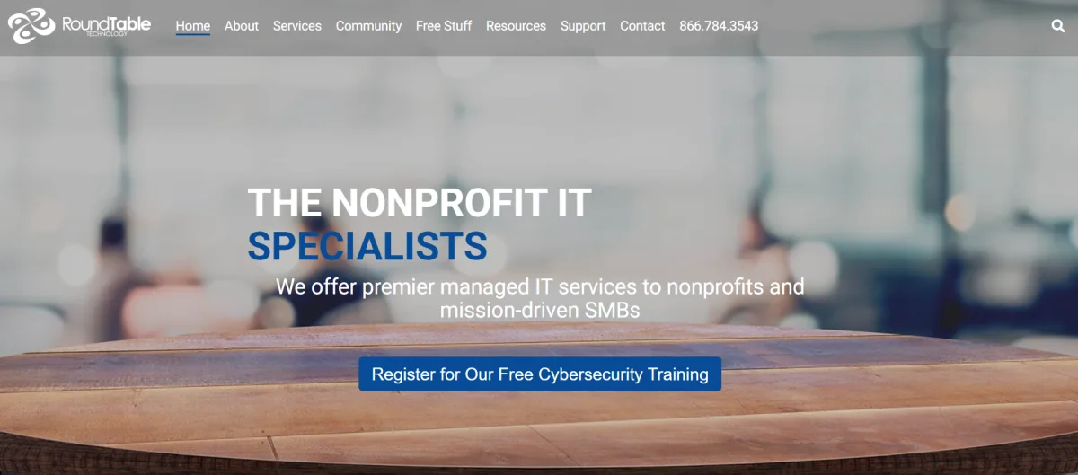 RoundTable Technology nonprofit IT homepage
