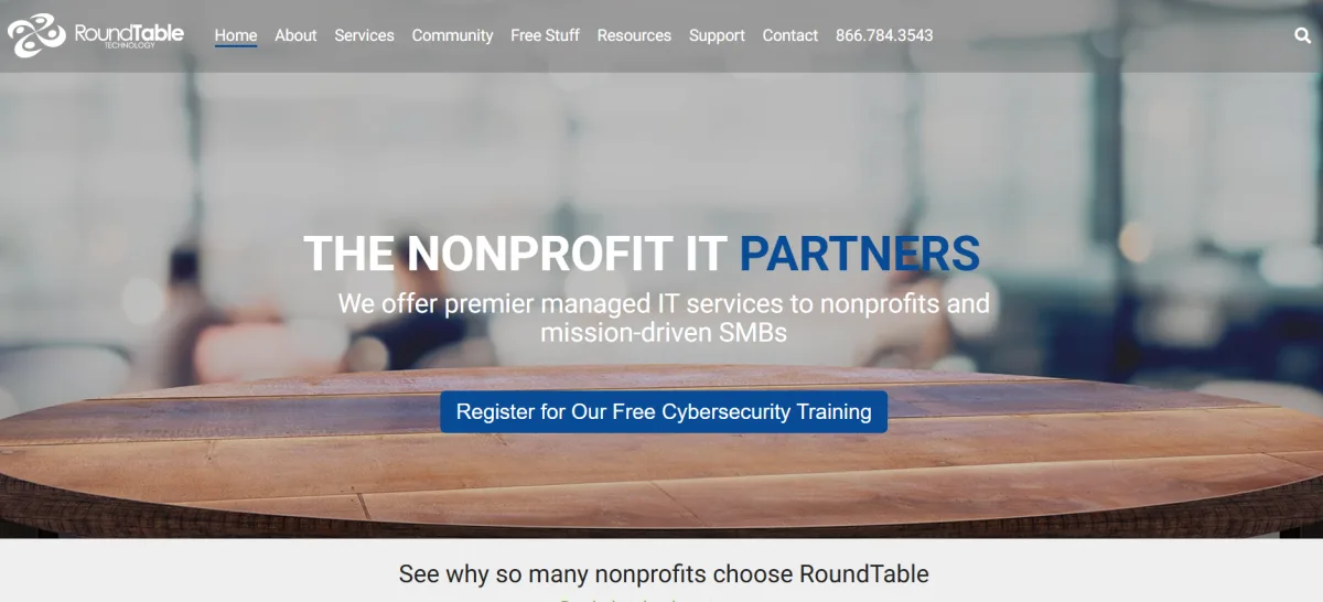 RoundTable Technology managed IT Maine nonprofits homepage