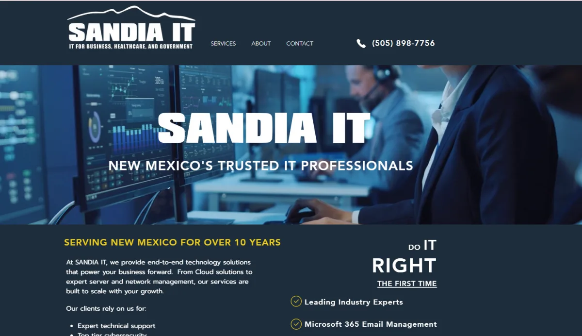 SANDIA IT managed services Albuquerque homepage