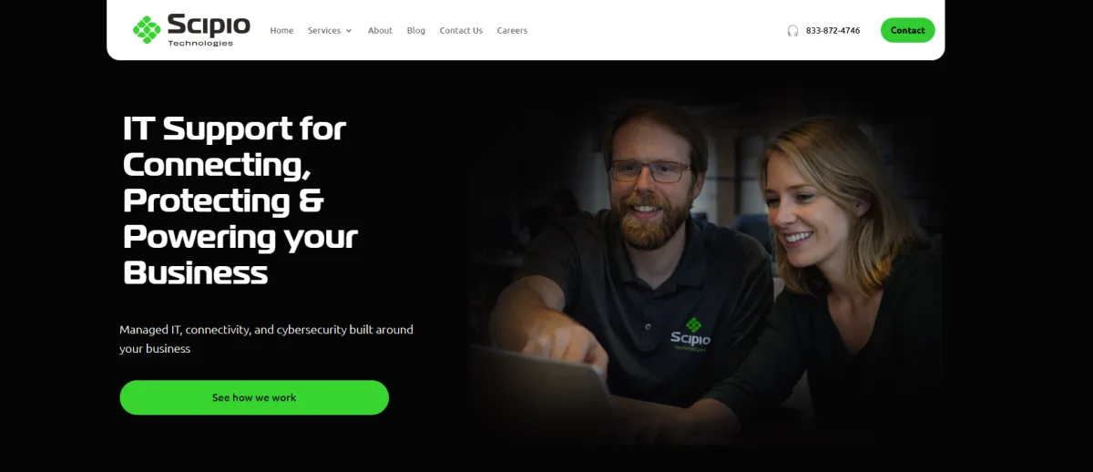 Scipio Technologies managed IT services Chattanooga TN homepage