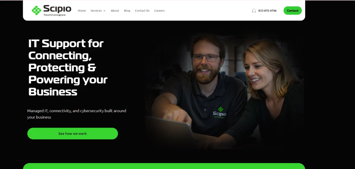 Scipio Technologies managed IT connectivity Chattanooga TN homepage