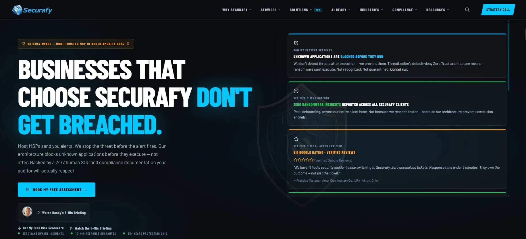 Securafy managed IT security Akron homepage
