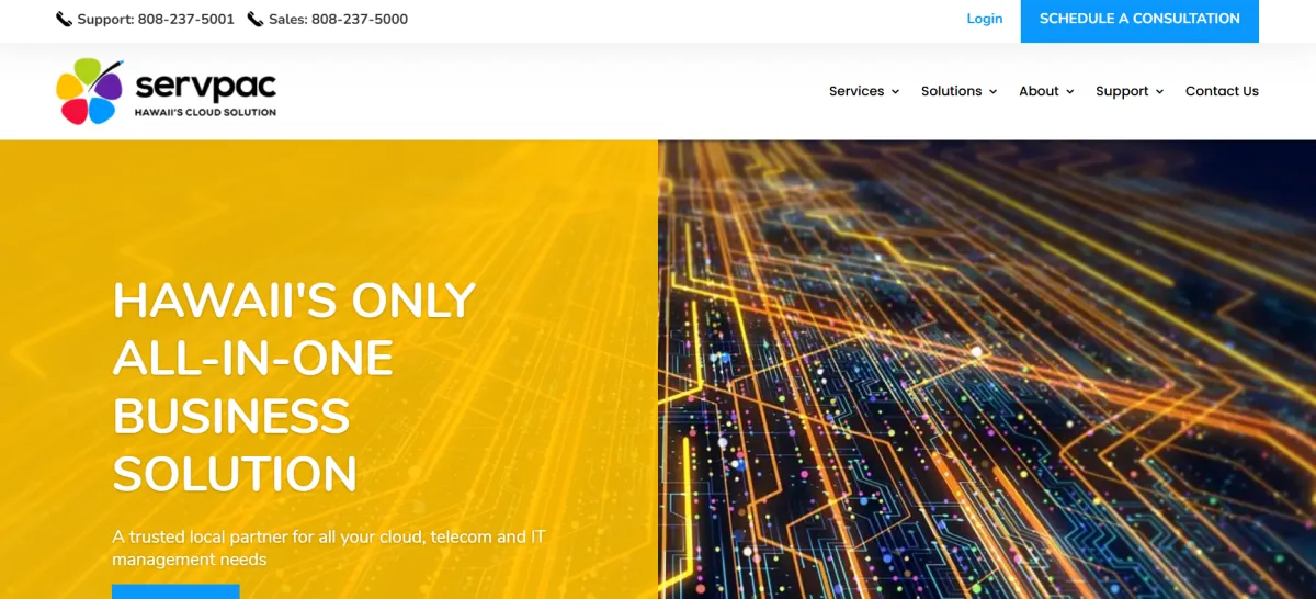 Servpac managed IT Honolulu Hawaii financial services homepage
