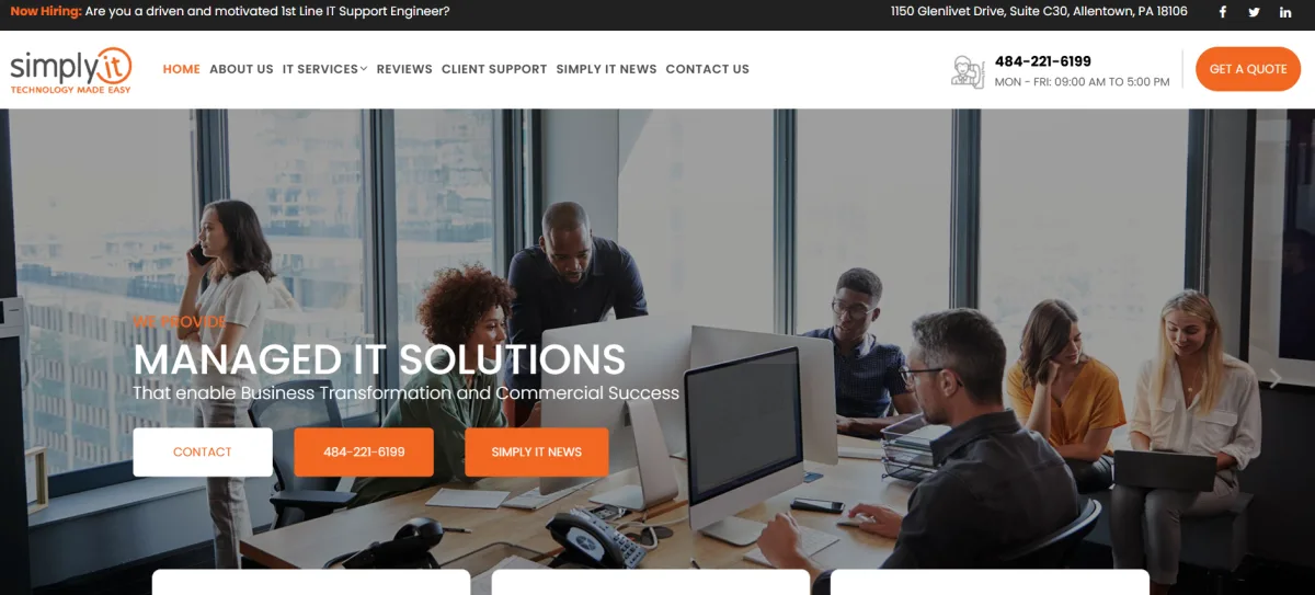 Simply IT managed IT solutions Allentown Pennsylvania homepage