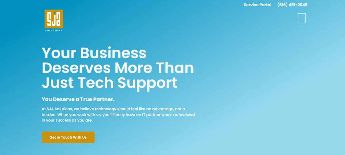 SJA Solutions managed IT services Grand Rapids healthcare homepage