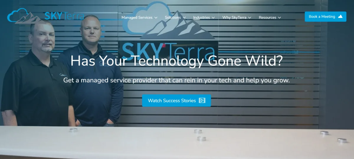 SkyTerra Technologies Microsoft cloud managed services homepage, Nashua NH