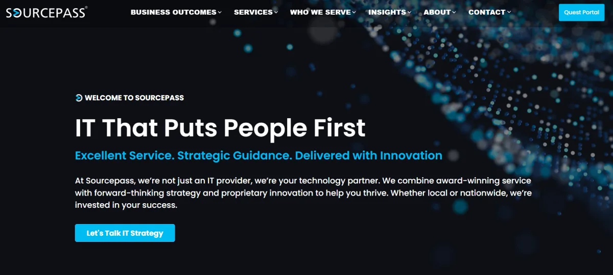 Sourcepass IT that puts people first homepage, compliance-focused national MSP with a Wilmington DE office