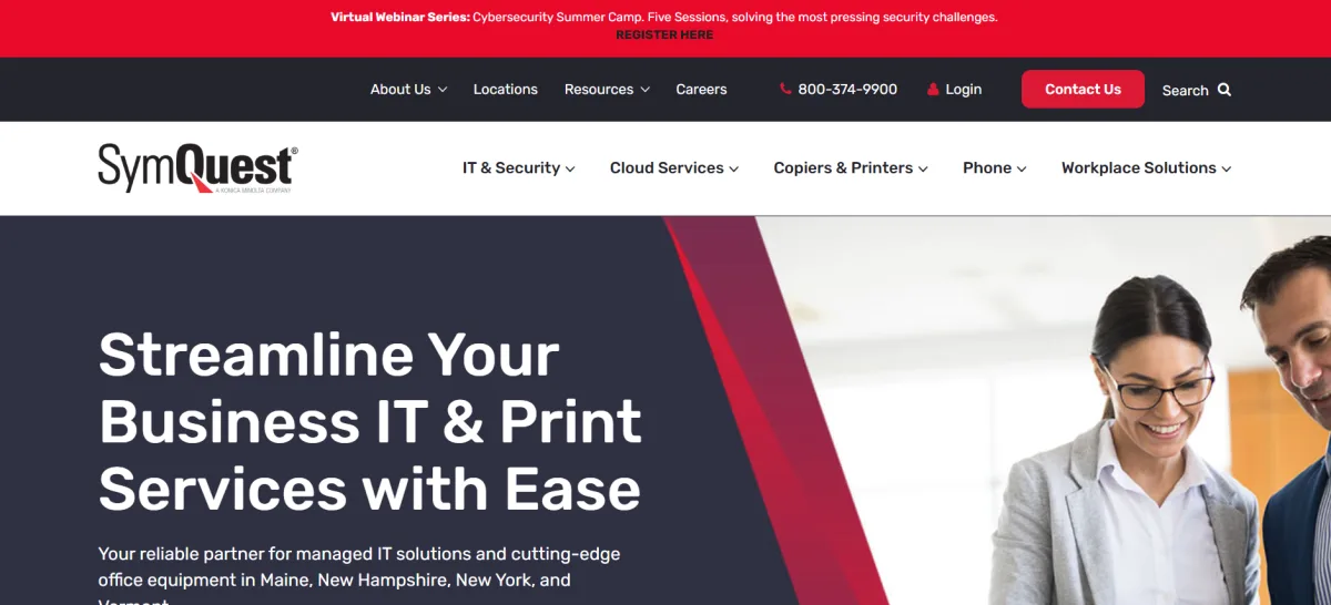 SymQuest managed IT and print services Westbrook ME homepage