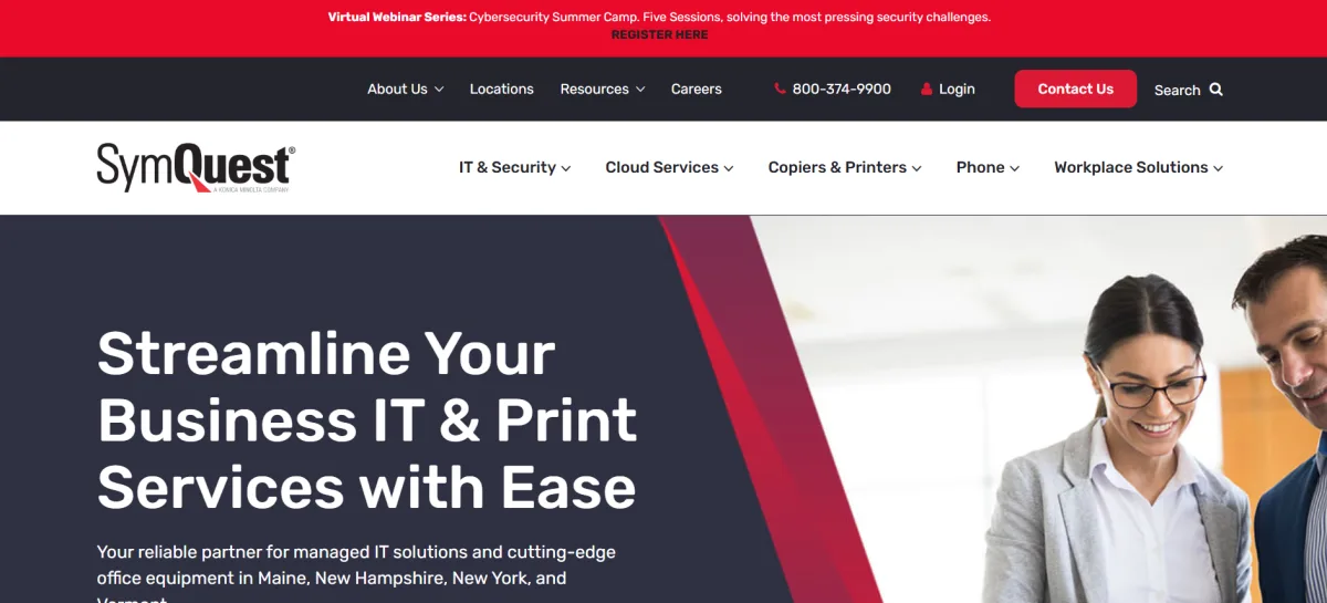 SymQuest Portland Maine managed IT services homepage