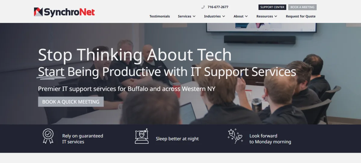 SynchroNet managed IT services Buffalo NY homepage