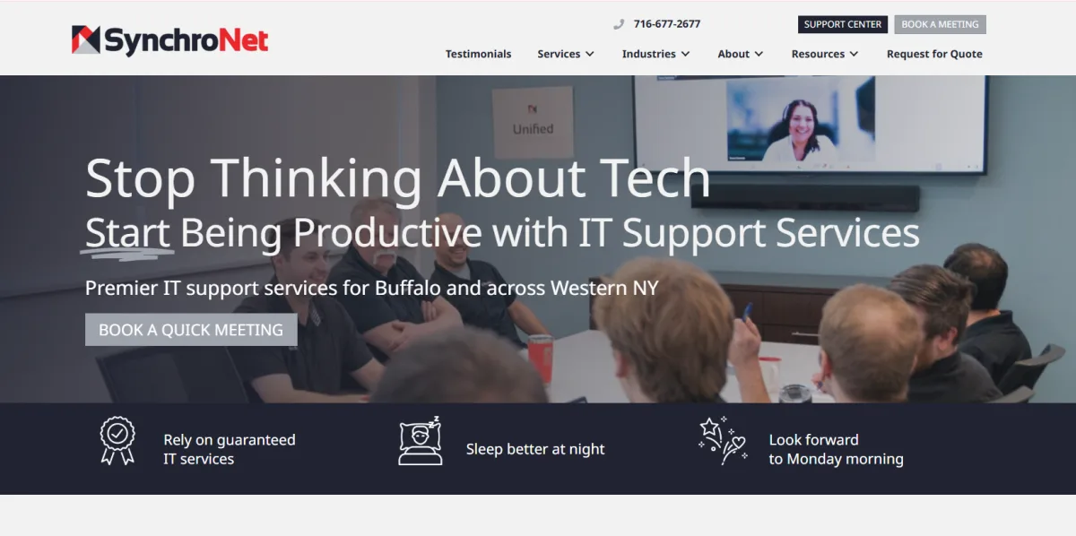 SynchroNet IT support services Buffalo Western New York homepage