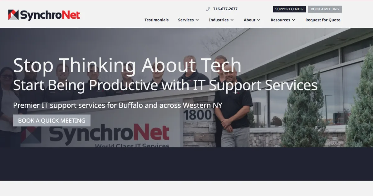 SynchroNet managed IT services homepage Buffalo Western New York