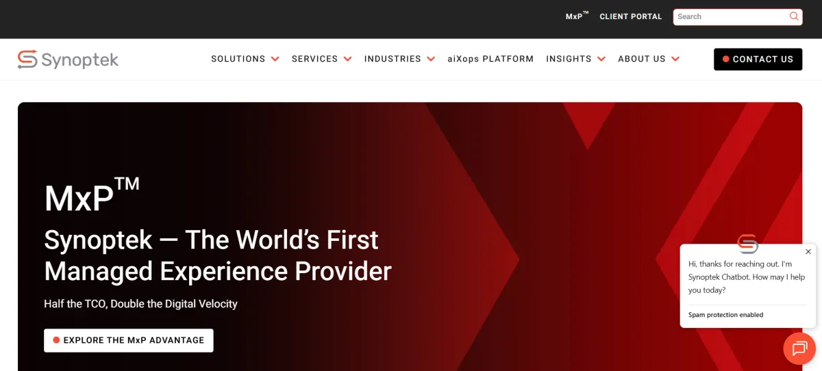 Synoptek enterprise managed IT services homepage, Boise Idaho