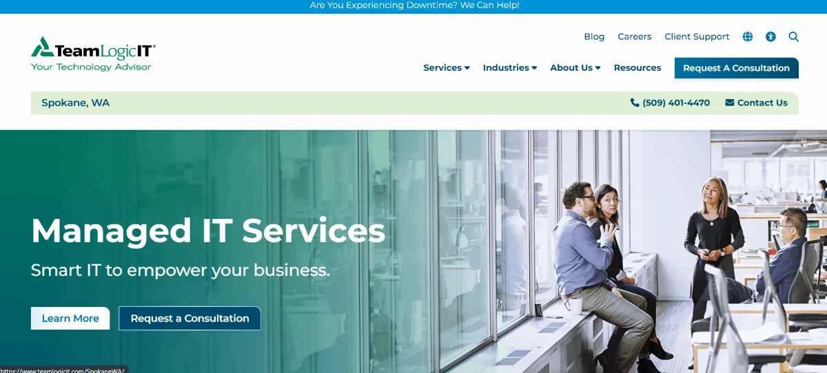 TeamLogic IT Spokane government contractor managed IT services homepage