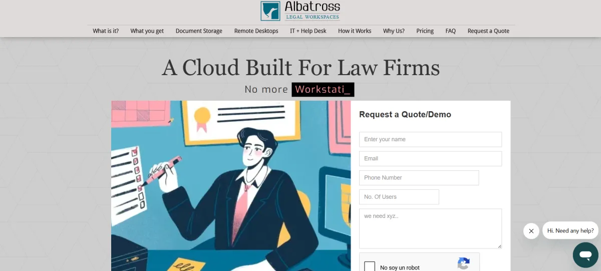 Albatross Legal Workspaces a cloud built for law firms homepage by TekReach Solutions