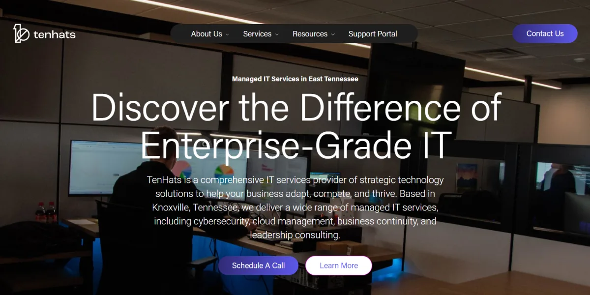 TenHats homepage Tier IV data center HIPAA-compliant IT Knoxville, TN